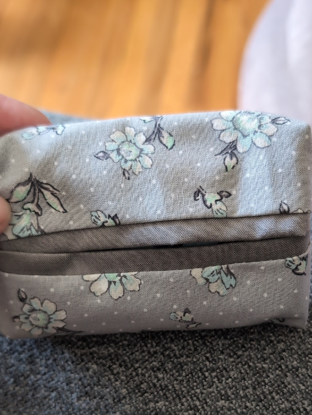 Gray Floral Pocket Tissue Holder